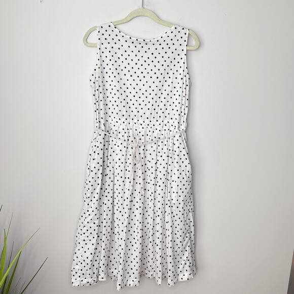 Ines De La Fressange Uniqlo Small Sleeveless Polka Dot Cotton Pleated Dress Chic - Picture 5 of 10